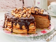Палачинкова торта с течен шоколад и крем ванилия